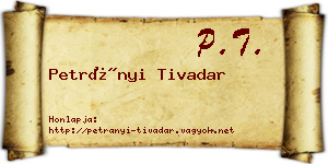 Petrányi Tivadar névjegykártya